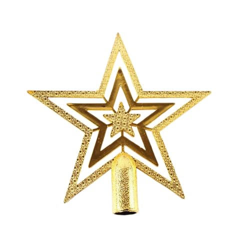 Gold Glitter Star Tree Topper 4 Inch Mini Plastic Shatterproof Christmas Treetop Sparkle Xmas Decoration for Holiday Party Supplies