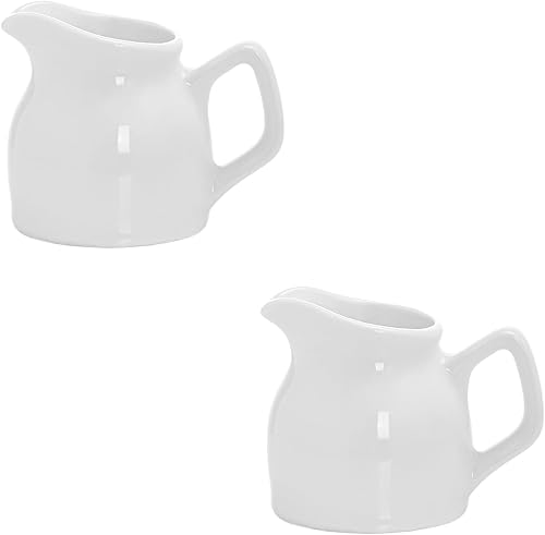 Gaolinci - Juego de 2 cremas de cerámica blanca pura clásica con asa jarra pequeña para leche de café 3 oz