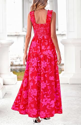 Image of BTFBM Dresses for Women Summer 2026 Formal Sleeveless Smocked Floral Long Wedding Guest Dress Party Spring