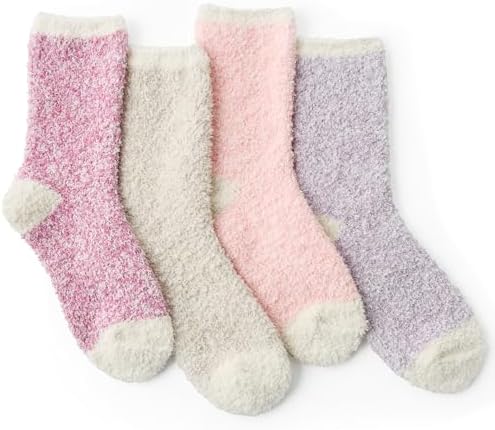 Snuggle Sac Warm Fuzzy Socks Christmas Socks for Women Super Soft Cozy Winter Slipper Socks Set Birthday Gifts For Her 4Pairs