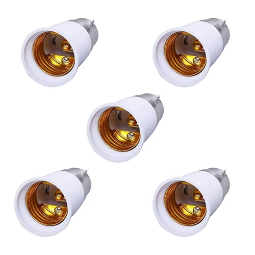 Image of GreyWings B22 to E27 Converter Lamp Holder Adapter - White Plastic Bulb Base Socket, Pin to Screw Converter for LED & CFL Bulbs, Pack of 4
