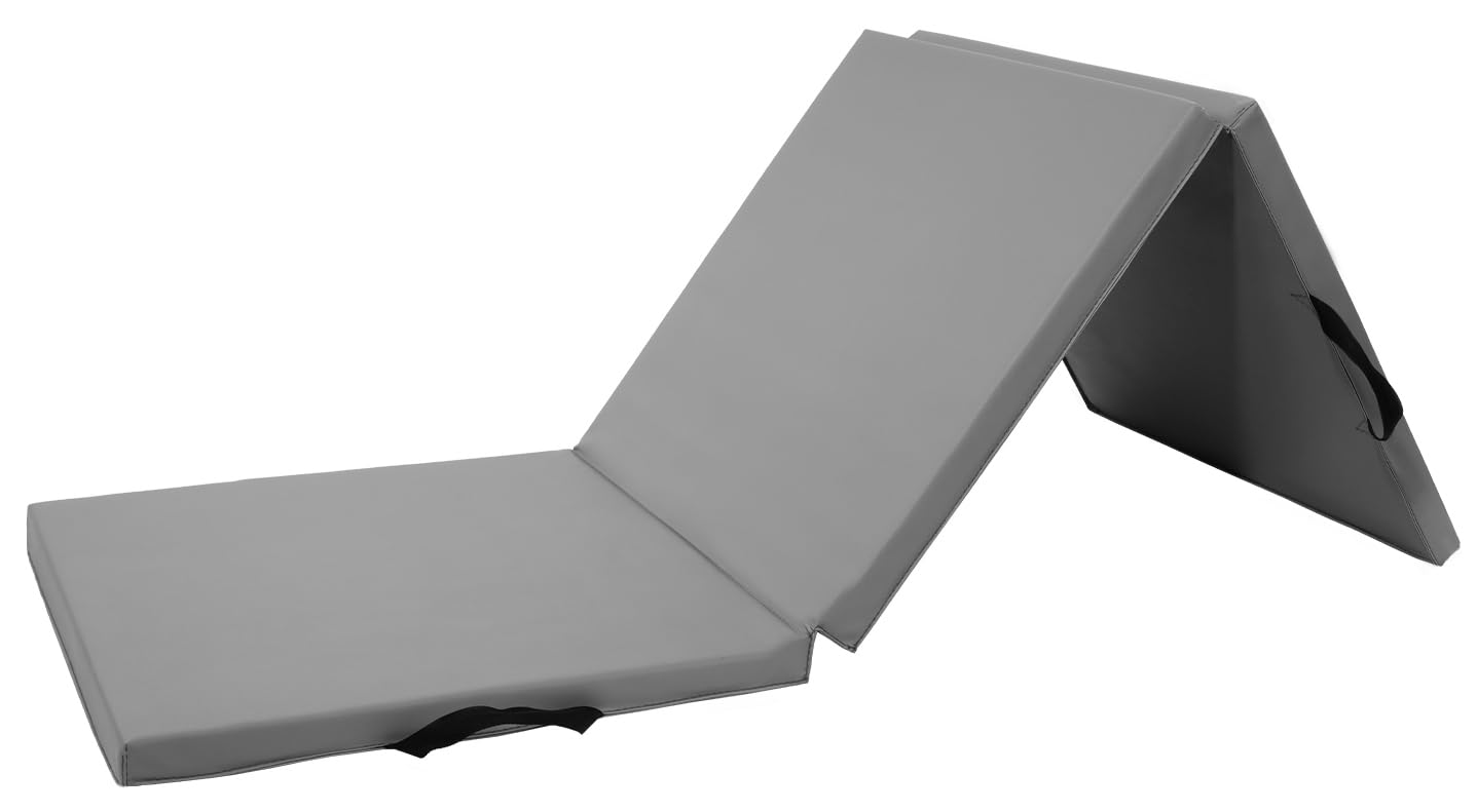 BalanceFrom 6x2 Feet 3-Panel Folding Gymnastics Mat 1 5-Inch Thick Pad with Vinyl Surface and Carrying Handles for