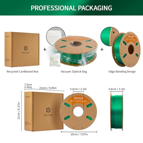 Image of ERYONE PLA Filament 3D Printer PLA Filament 1.75mm + /- 0.03mm, PLA Filament 1KG Cardboard Spool(2.2LBS), Dark Green