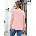 Minetom Women's Lace Long Sleeve Tops Henley Shirts Casual Blouses T Shirts Fall Clothes - Image 4