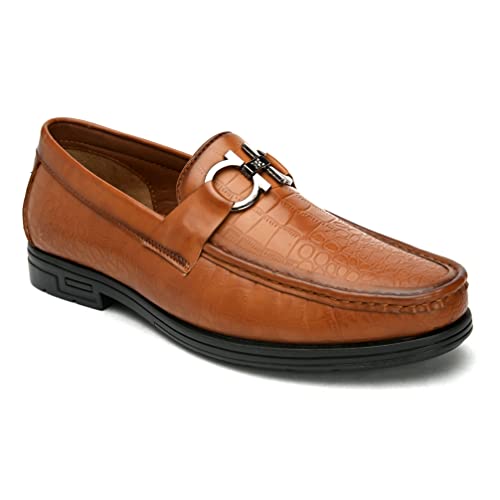 Image of San Frissco Men's Lightweight Horsebit Loafer Lightweight Woven Moccasins Formal, Casual Driving Shoes for Men /Synthetic Leather /Cushioned Footbed Designed for All Seasons