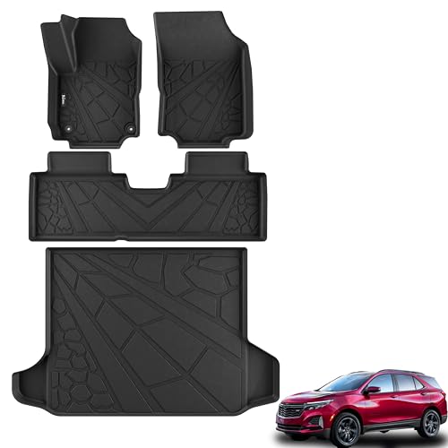 KARPAL Floor Mats for 2018-2024 Chevy Equinox (Not for EV) / GMC Terrain, All-Weather TPE Custom Fit Floor Liners Cargo Liner Car Accessories