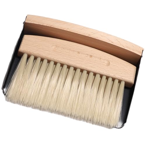 Juego de escoba y recogedor de madera de haya pequeña, dispositivo de limpieza eficiente con cepillo de sisal natural para almacenamiento