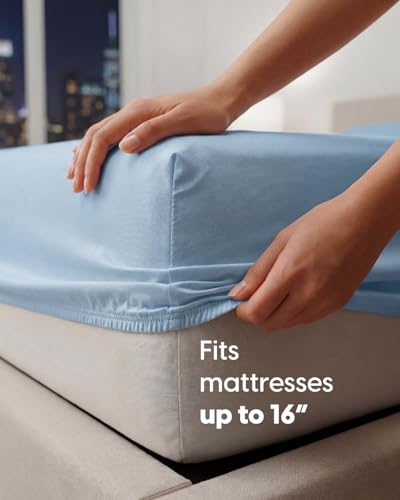 Image of Sleepy Town Twin XL Size Bed Sheets - 3 Piece - Twin XL Sheet Set - Extra Soft, Comfy & Cooling - Easy Care - Shrinkage, Wrinkle & Fade Free - Brushed Microfiber - Deep Pocket Bed Sheets (Light Blue)