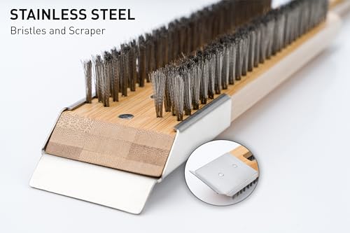 Image of Solo Stove Pizza Oven Brush | Perfect for Pizza Stone Cleaning & Crumb Removal - Lightweight, Long-Lasting Oven Cleaner Tool, Durable Bamboo Frame /Stainless Steel Bristles, L x W: 73,7 x 1,9 cm