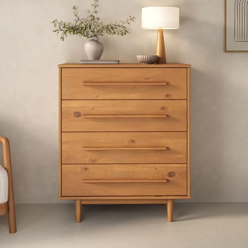 IDIMEX Commode TECCA L 80 cm avec 4 Tiroirs en Bois Massif Coloris Chêne, Meuble de Rangement pour Vêtements Design Scandinave Naturel, Tiroirs Spacieux,...