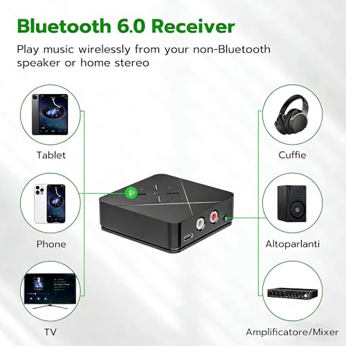 Image of Ultrbeka 2026 Bluetooth 6.0 Receiver for Home Stereo with 3.5mm /RCA, Bluetooth Adapter for Stereo Receiver, Amplifier, Speaker, HiFi