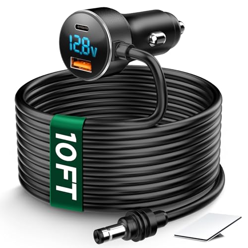 10 FT Starlink Mini Cable with 12-24V Car Adapter Starlink Mini 18AWG DC Power Cable & 3-in-1 Car Charger with Digital Display Starlink Mini Accessories
