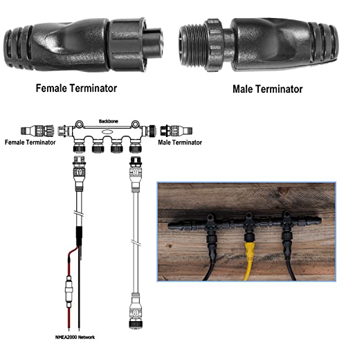 Nmea 2000 (N2K) Network Micro Resistor Terminators, One Male & One Female Terminator Connector Fit For Lowrance Simrad B&G Navico Garmin Networks #TOP2