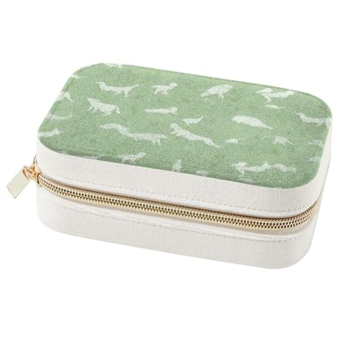 Boîte à bijoux élégante et spacieuse verte avec silhouette animal pour voyage - 2