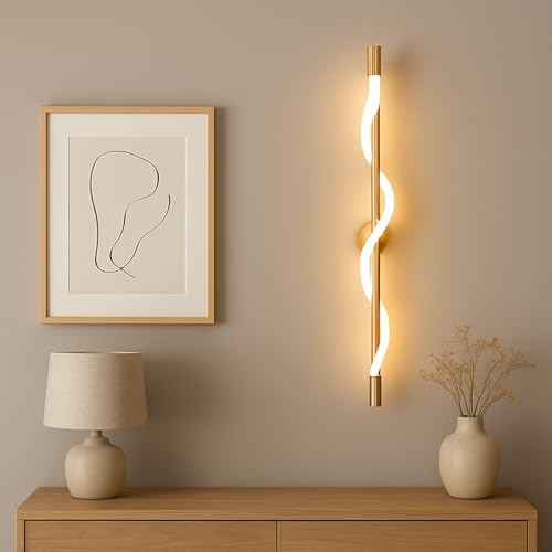 Image of SINOMAN Modern LED Wall Lamp Stylish Acrylic Metal Gold Finish with Elegant Spiral Design 3 in 1 Color Changing Lighting Perfect for Bedroom, Living Room, Office, Hallway and Home Decoration