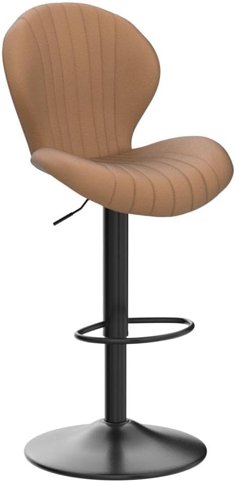 Nalupatio Modern Bar Stools Set of 2, Adjustable Fabric Upholstered Swivel Bar Chairs, Counter Height Barstools with High Backrest, for Bar Kitchen Island, Dining Room, Brown