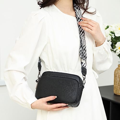 Lushandy Genuine Leather Crossbody Bags for Women Trendy Crossbody Camera Purse Small Shoulder Bag with Guitar Strap3