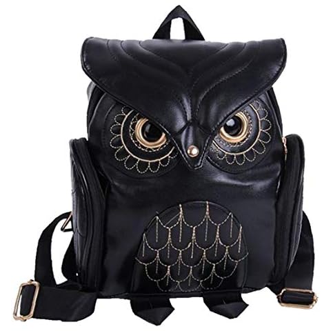 Women Girls Pu Leather Owl Cartoon Backpack Fashion Casual Satchel Small Backpack Cover