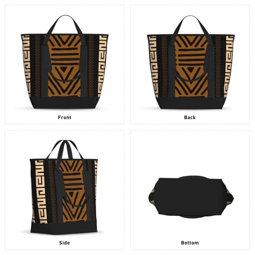 African Mud Cloth Large Capacity Insulated Shopping Tote Bag – Keeps Food Cold/Hot For Hours, Ideal For Travel, Groceries & Outdoor Use2