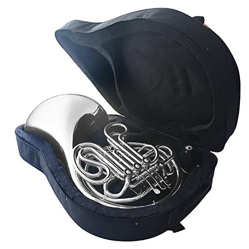 Double French Horn (Fb/Bb) 4 Keys Gold Lacquer - Intermediate Brass Instrument with Case, Mouthpiece and Cleaning Kit - Complete Accessory Kit for Concert Band and Solo Performance (Silver)