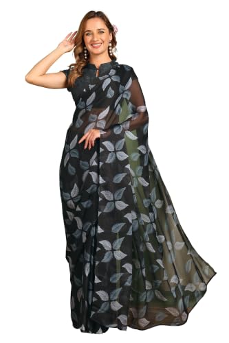 Image of MIRCHI FASHION Women's Ready to Wear 1 Minute Drape Chiffon Printed Saree with Blouse Piece