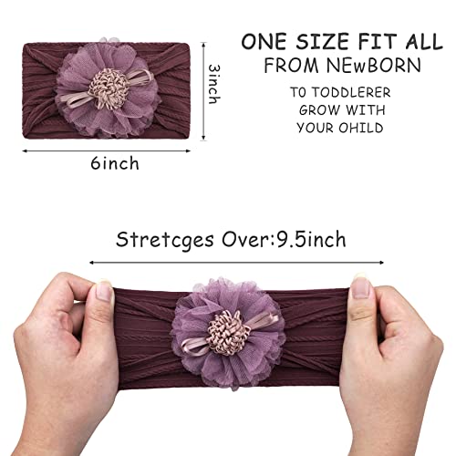 Ayesha Baby Girls Headband Chiffon Flower Soft Stretchy Bow Hair Band Newborn Floral Headbands Set Hair Accessories For Baby Girls Newborns Infants Toddlers(6Pcs) #TOP4