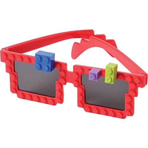 Bedwina Building Blocks Glasses - Pack of 6 - Block Mania Building Block Glasses with Extra Bricks for Carnival Supplies, Stocking Stuffers and Birthday Party Favors for Kids