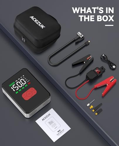 Jump Starter With Air Compressor,7000A 150PSI Portable Car Jump Starter, 12V Jump Start Battery Pack (All Gas/12L Diesel), Car Battery Starter With Portable Jump Cables, Led Lights - 7