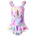 Basumee Unicorno Costume da Bagno Intero per Bambine Bikini da Spiaggia Vestito Mare Bambina Costume da Bagno 7-8 Anni