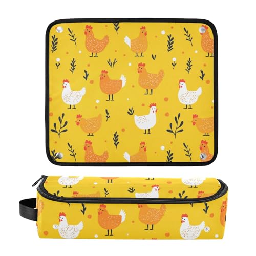 Bolsa de viaje para herramientas de cabello Chickens Bright Yellow Marble, resistente al calor, para planchas, rizadores y accesorios de cuidado capilar miniatura 3