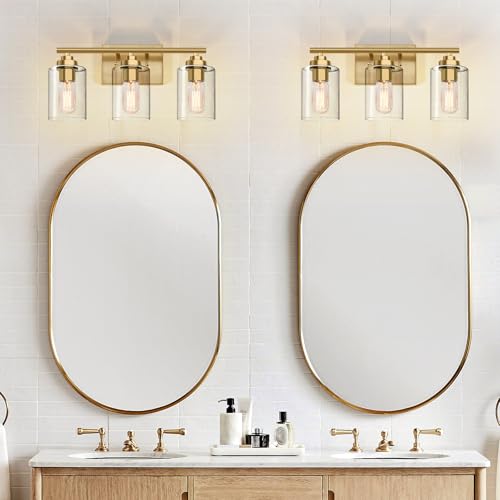 Image of SKEJAO Bathroom Vanity Light Over Mirror,Bathroom Light Fixture Wall Sconce Lighting for Bedroom,Living Room (Gold, 3-Light)