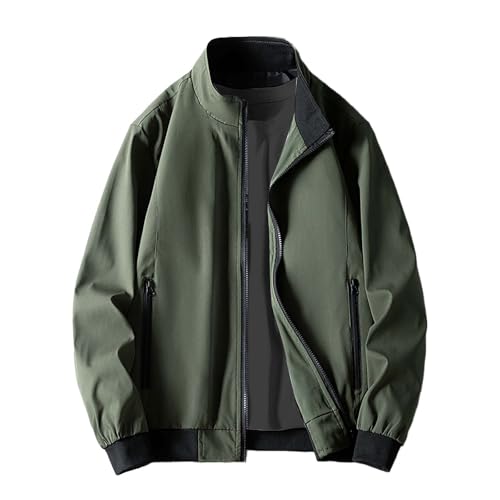 Chaquetas casuales para hombre, primavera y otoño, chaqueta bomber para hombre, bolsillos con cremallera, cuello alto, abrigo universitario, abrigo informal para exteriores, chaqueta deportiva ligera