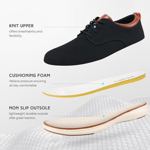 VILOCY Men's Wide Casual Dress Oxfords Business Shoes Fashion Sneakers Mesh Breathable Comfortable Walking Shoes4