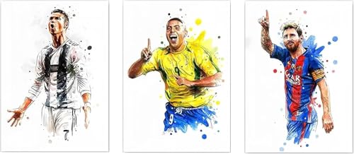 Rcxnm Póster de pared de 3 piezas, diseño de estrella de fútbol, 40 x 30 cm