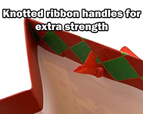 Christmas Gift Bags Assorted Sizes - Set Of 15, Bulk, Large, Medium, Small, Handles, Gift Tags Included, Festive Holiday Gift Wrapping, Santa, Snowman, Reindeer #TOP2