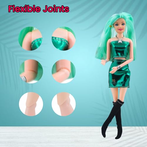 Image of WISHKEY Plastic Doll Set for Girls with Accessories, Beautiful Doll with Movable Joints, Arms, Legs, Head, Pretend Play Toy for Kids, Multicolor, Age 3+ Years (Pack of 1)