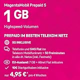 Deutsche Telekom MagentaMobil Prepaid S karta SIM bez wiążącej umowy, 5G w zestawie I1 GB & Flat do sieci komórkowej, 50 minut do wszystkich innych sieci i surfowanie z 5G/ LTE Max, 10 EUR