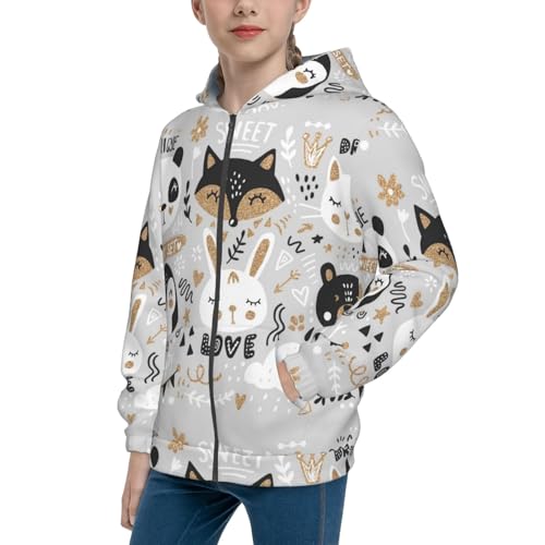 Funny Animals Series Kids Pullover Hoodies Boys Zip Up Sweatshirts Girls Athletic Clothes with Pocket
