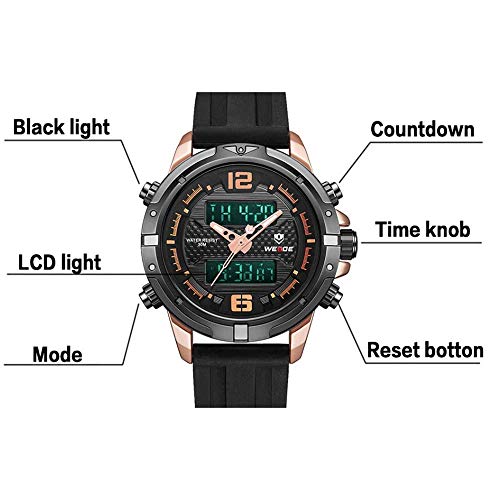 WEIDE WH8602 Relógio Eletrônico Digital de Quartzo Calendário de Tempo Duplo Semana Alarme 3ATM Temp