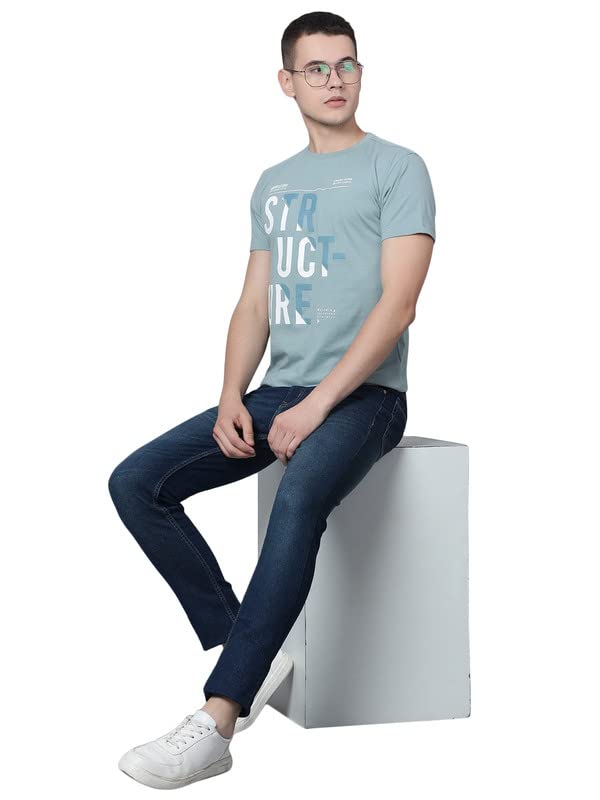 Image of Cantabil T-Shirt for Men l Breathable & Soft with Color Fastness Regular Fit Round Neck Cotton Blend Fabric Solid Pattern