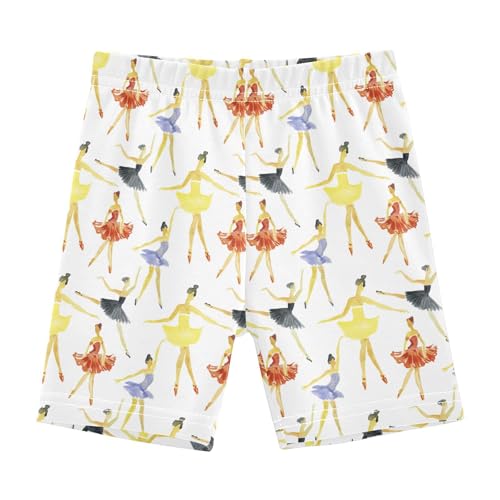 Aflyko Girls Summer Shorts Ballet Dancer Rainbow Quick Drying Sport Bottoms Big Kid Casual Holiday Spring Vacation Dress Fun Pattern Outfit, 7-8T
