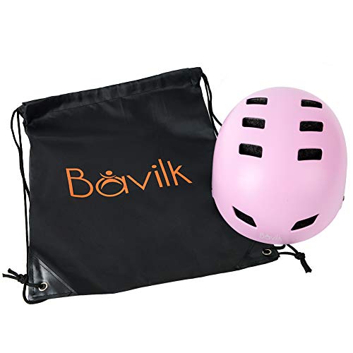 Bavilk Adult Skateboard Bike Helmets Cpsc Certified Multi Sports Scooter Inline Roller Skating 3 Sizes Adjustable For Women Men Pink L #TOP5