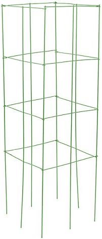 Panacea Heavy-Duty Tomato Towers, 47" Green Steel Garden Cages, 3 Pack - Foldable Plant Supports with Four Panels and Soil-Insert Legs for Tomatoes and Climbing Plants
