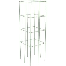 Panacea Heavy-Duty Tomato Towers, 47" Green Steel Garden Cages, 3 Pack - Foldable Plant Supports with Four Panels and Soil-Insert Legs for Tomatoes and Climbing Plants