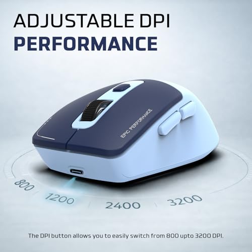 Image of Amkette Epic S Rechargeable Wireless Mouse /Bluetooth Mouse |2 BT + 2.4GHz | Up to 3200 DPI Instant S201 Sensor | 500mAh Type-C Charging, 40H Battery | Silent Huano Switches |6 Buttons Compact Mouse