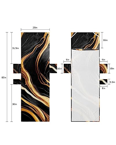 Ombre Marble Beach Pool Patio Lounge Chaise Chair Cover Towel with Pockets,Absorbent&Quick Dry Microfiber Towel Cover Bag Summer Travel Accessories for Sunbathing Gold Edge Black Ink Painting Texture