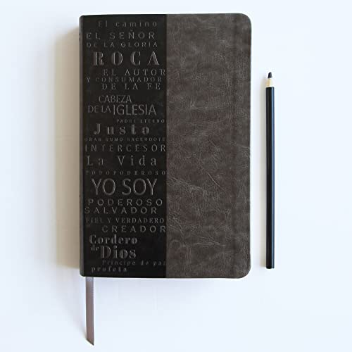 Biblia RVR 1960 letra grande tamaño manual, simil piel gris con nombres de Dios / Spanish Bible RVR