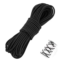 Gummischnur 3mm x 10m, Schwarz Gummiseil Expanderseil, Elastische Gummischnur, Vielseitig Gummiband Rund 3mm für Zelte, Plane, Camping, Netz, Banner (10M)