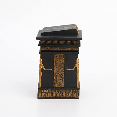 Veronese Design 5 3/4 Inch Tall Egyptian Canopic Shrine Trinket Stash Box Resin Sculpture Black Gold Finish #TOP3