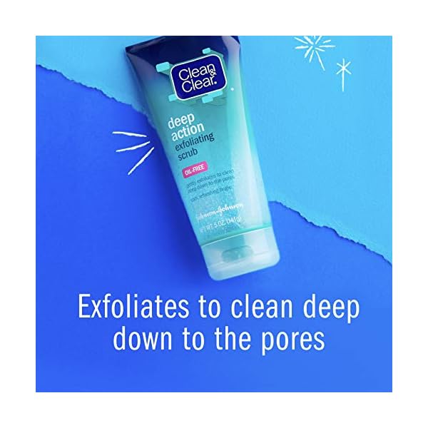 Clean & Clear Deep Action Exfoliating Cleanser with Pro-Vitamin B5, Gentle Exfoliating Daily Face Scrub Cleans Deep Down to the Pore for Soft, Smooth, Hydrated Skin, Oil Free Face Wash, 7 FL OZ